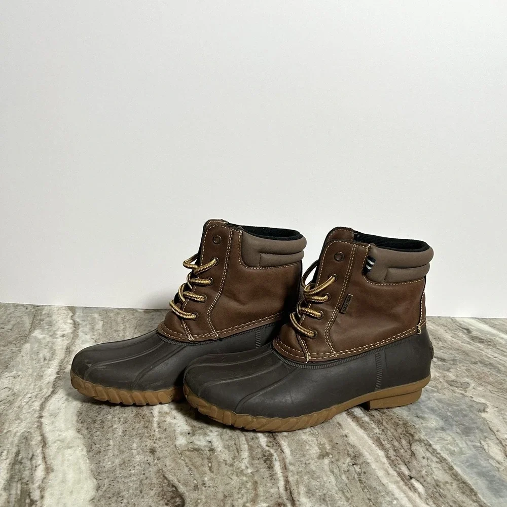 Nautica Channing Boys Brown Duck Boots Casual Rain Boots Size 4